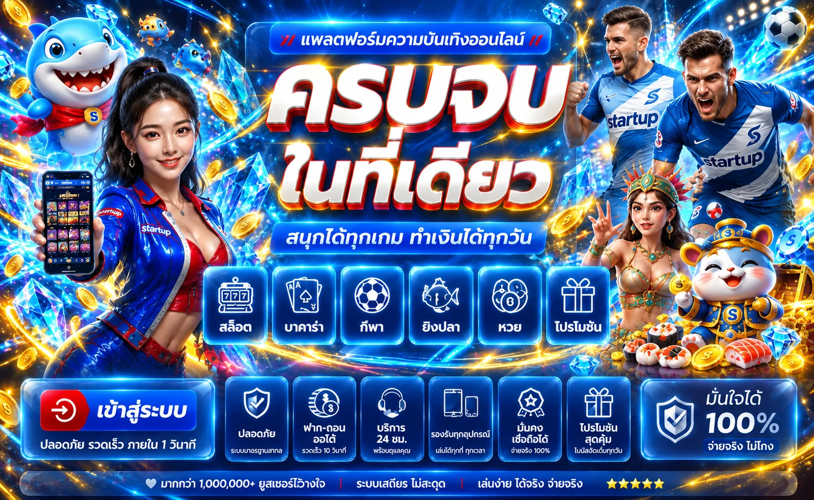 แบนเนอร์ startup ทางเข้าและบริการครบในหน้าเดียว